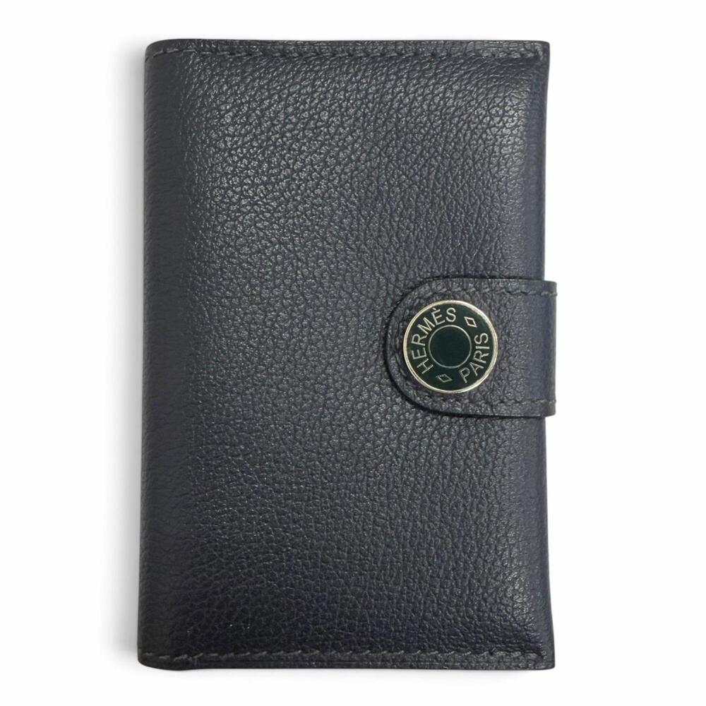 HERMES R.M.S. Evercolor Clou de Selle Business Card Holder/Card Case, Blue Sa...